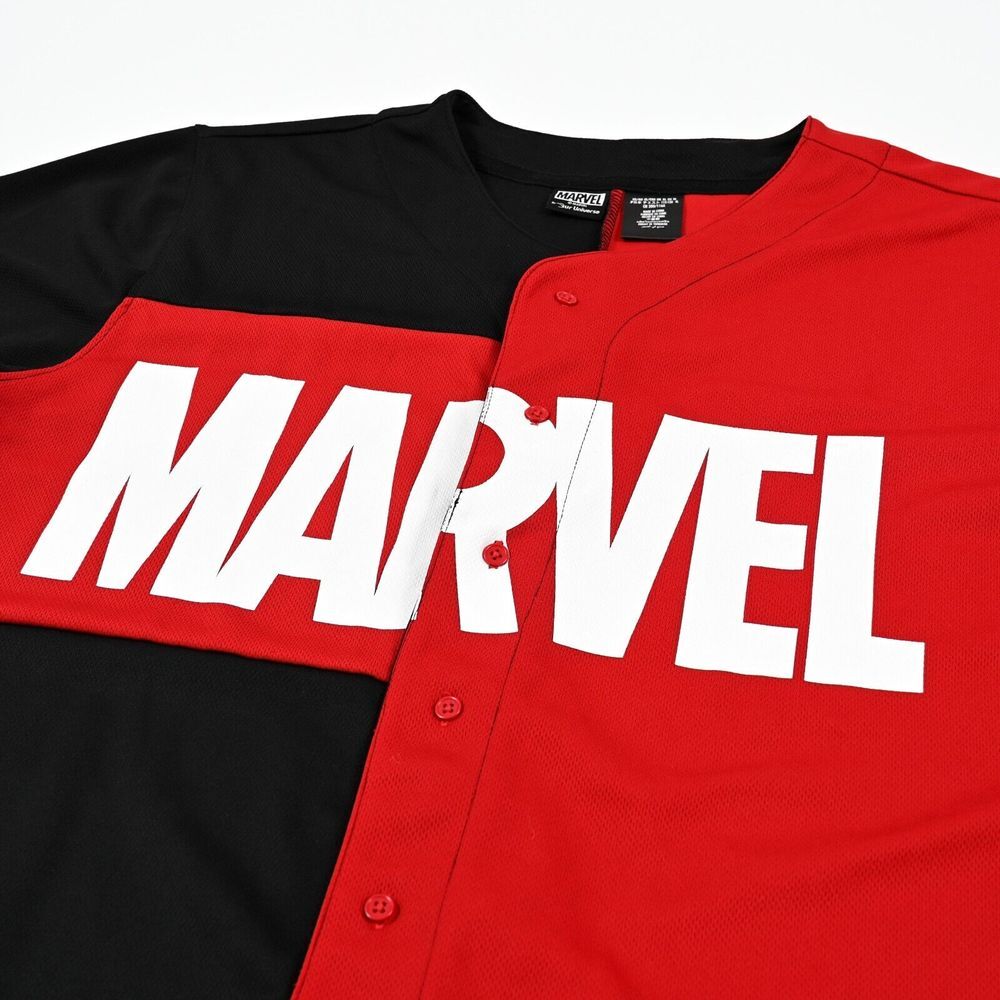 Disney Our Universe Marvel Black/Red/White Baseball Short Sleeve Jersey XL EUC